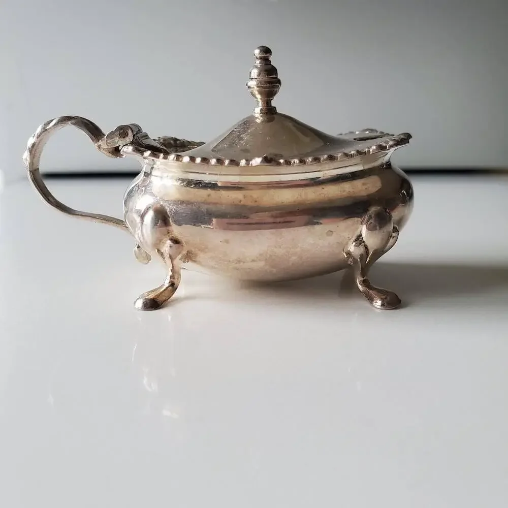 Antique Sheffield Sterling Silver Mustard Pot Barker & Bros c1900